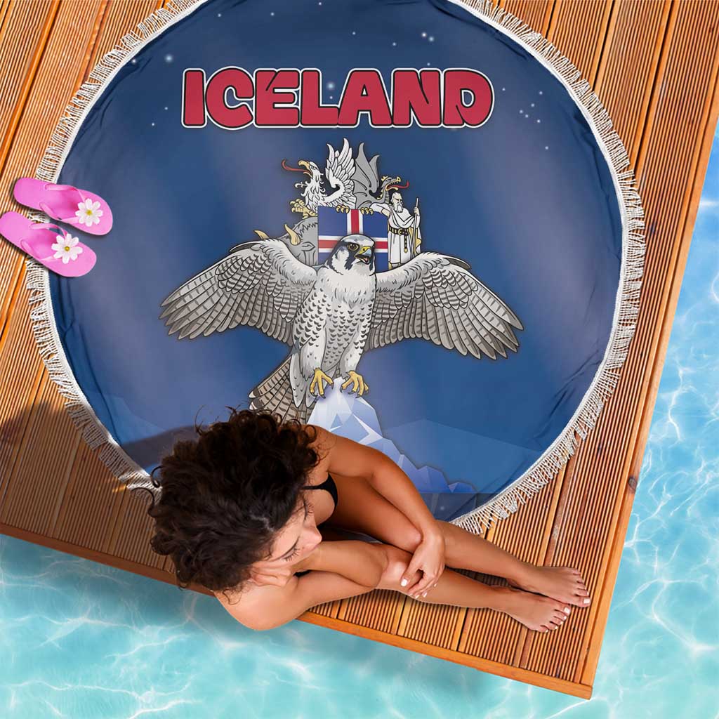 Iceland Beach Blanket The Gyrfalcon With Symbol - Wonder Print Shop