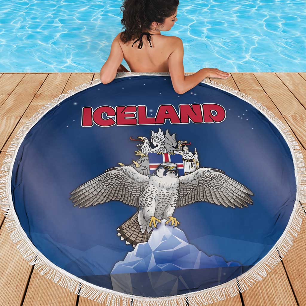 Iceland Beach Blanket The Gyrfalcon With Symbol - Wonder Print Shop