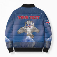 Personalized Iceland Bomber Puffer Jacket The Gyrfalcon With Symbol - Wonder Print Shop