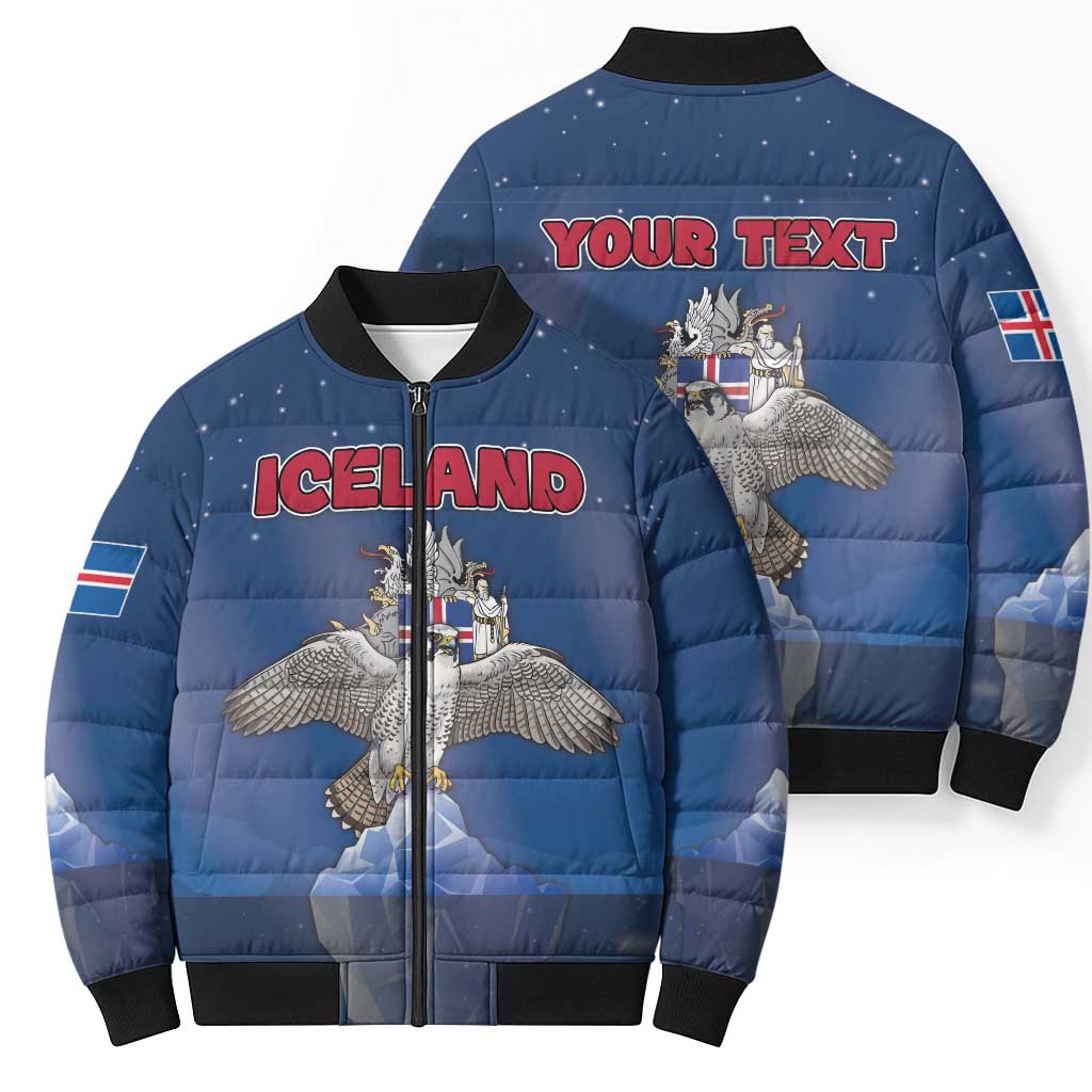 Personalized Iceland Bomber Puffer Jacket The Gyrfalcon With Symbol - Wonder Print Shop