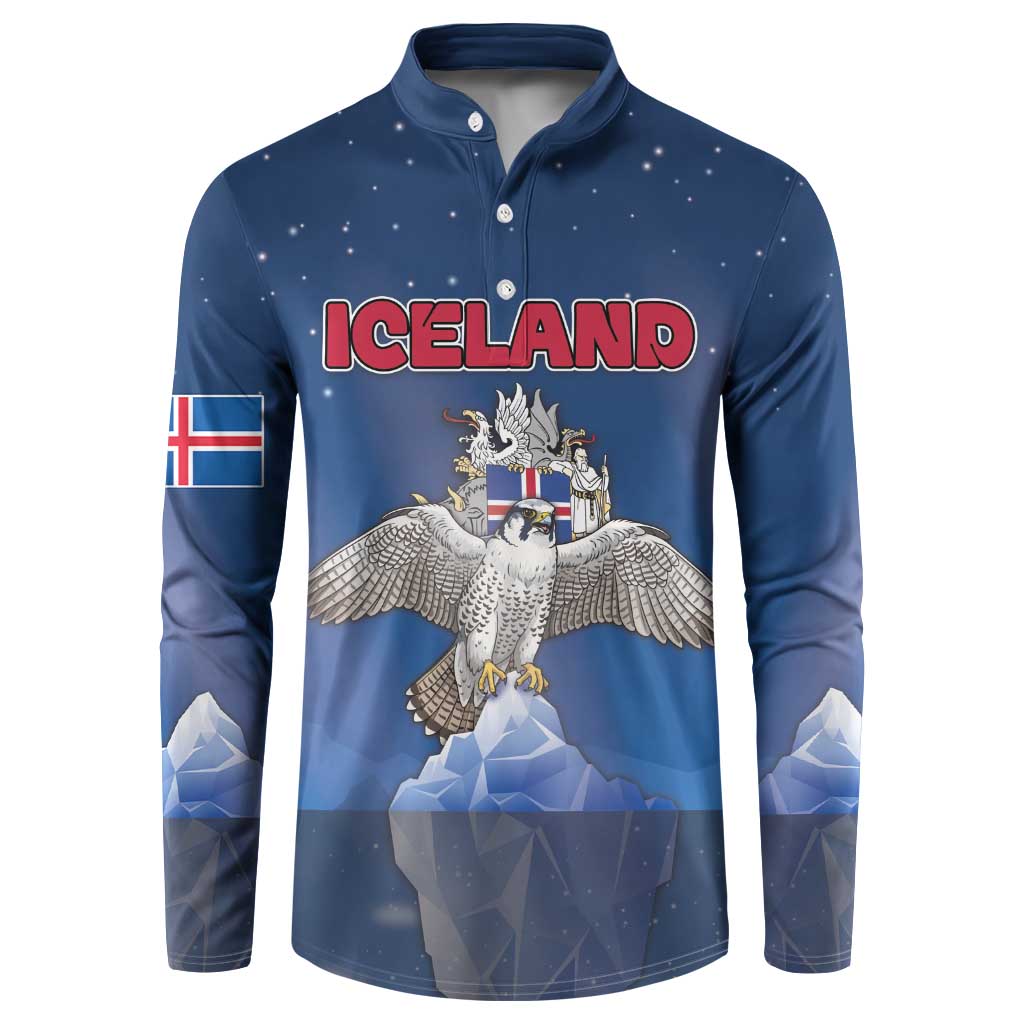 Personalized Iceland Button Sweatshirt The Gyrfalcon With Symbol - Wonder Print Shop