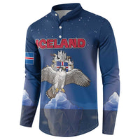 Personalized Iceland Button Sweatshirt The Gyrfalcon With Symbol - Wonder Print Shop