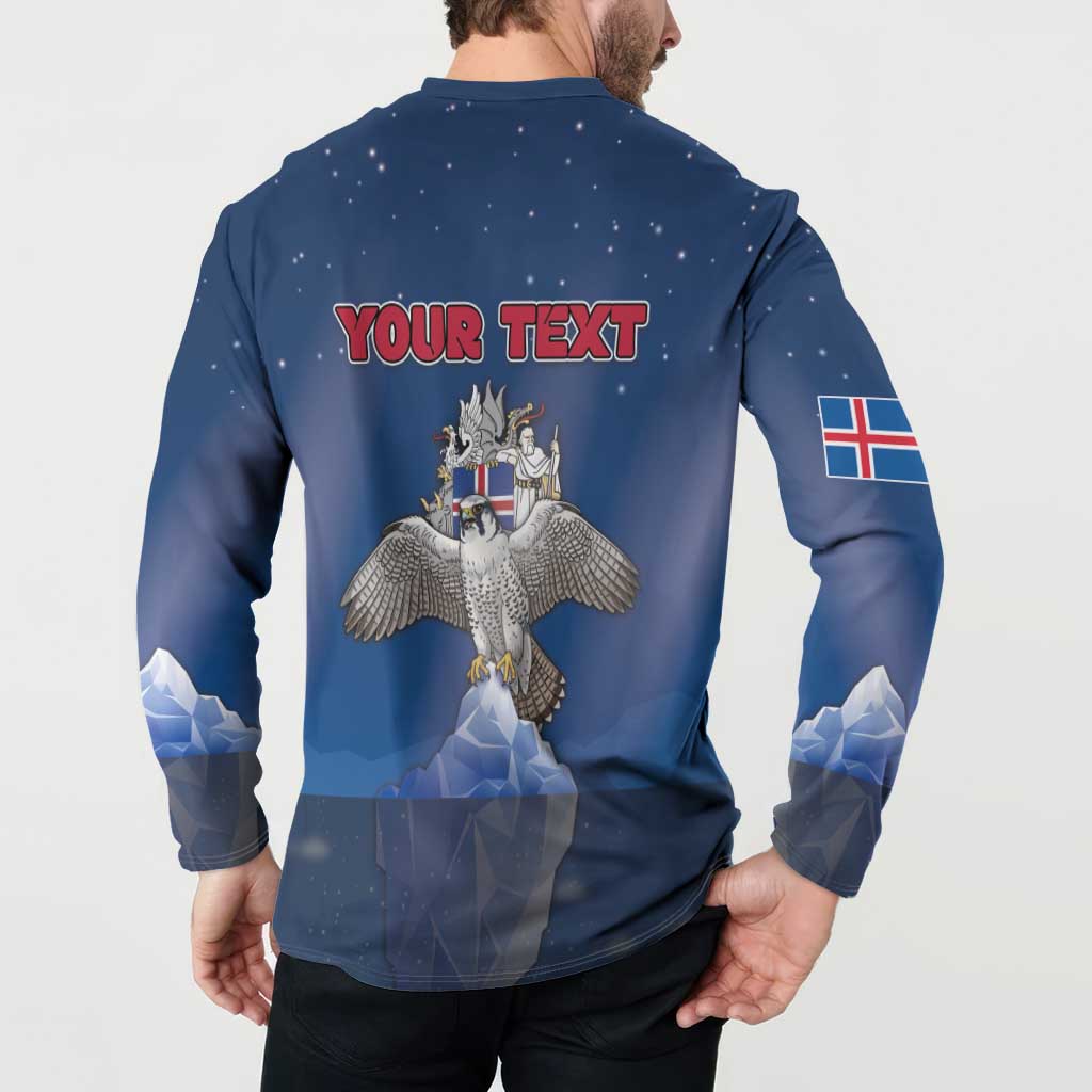 Personalized Iceland Button Sweatshirt The Gyrfalcon With Symbol - Wonder Print Shop