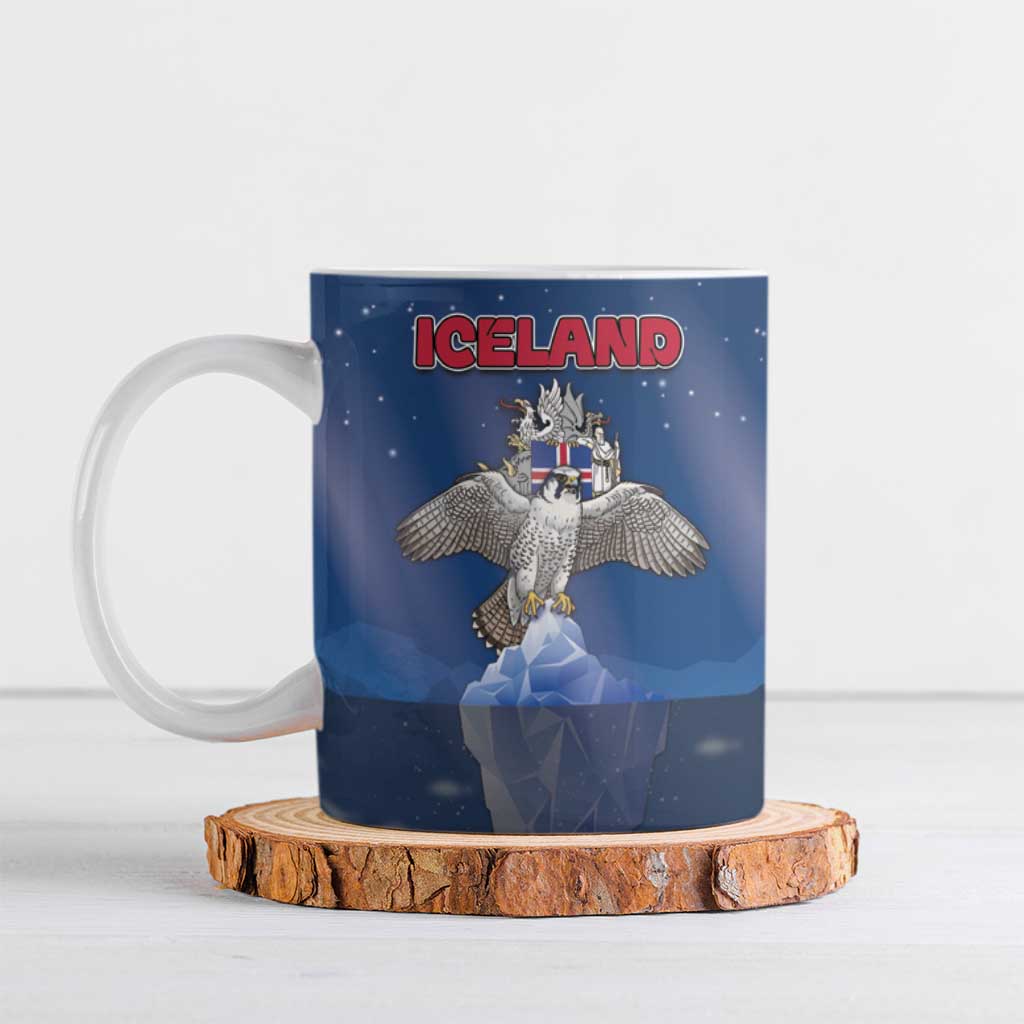 Personalized Iceland Ceramic Mug The Gyrfalcon With Symbol - Wonder Print Shop