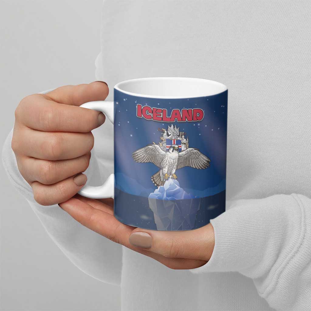 Personalized Iceland Ceramic Mug The Gyrfalcon With Symbol - Wonder Print Shop