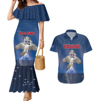 Personalized Iceland Couples Matching Mermaid Dress and Hawaiian Shirt The Gyrfalcon With Symbol - Wonder Print Shop