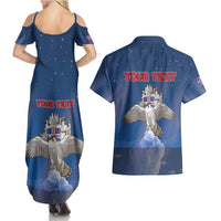 Personalized Iceland Couples Matching Summer Maxi Dress and Hawaiian Shirt The Gyrfalcon With Symbol - Wonder Print Shop