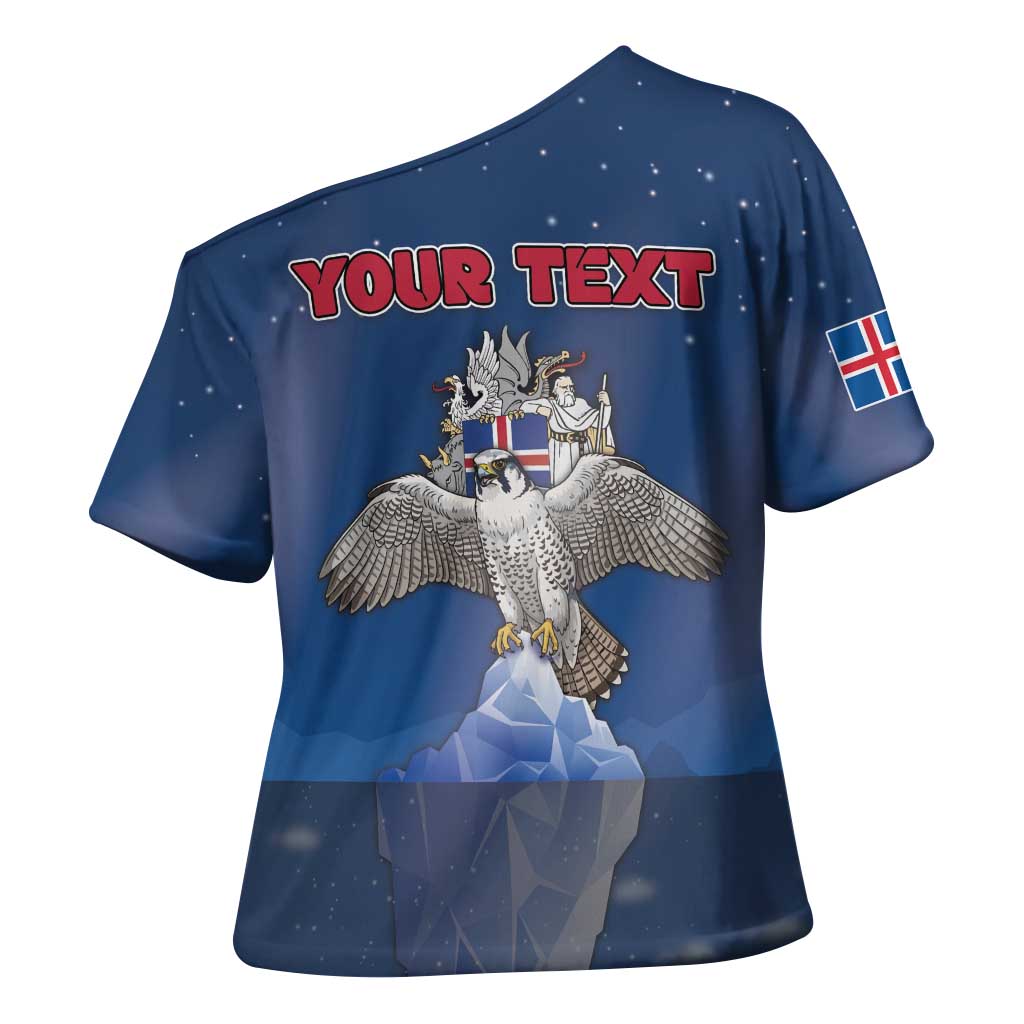 Personalized Iceland Cross Shoulder Shirt The Gyrfalcon With Symbol - Wonder Print Shop