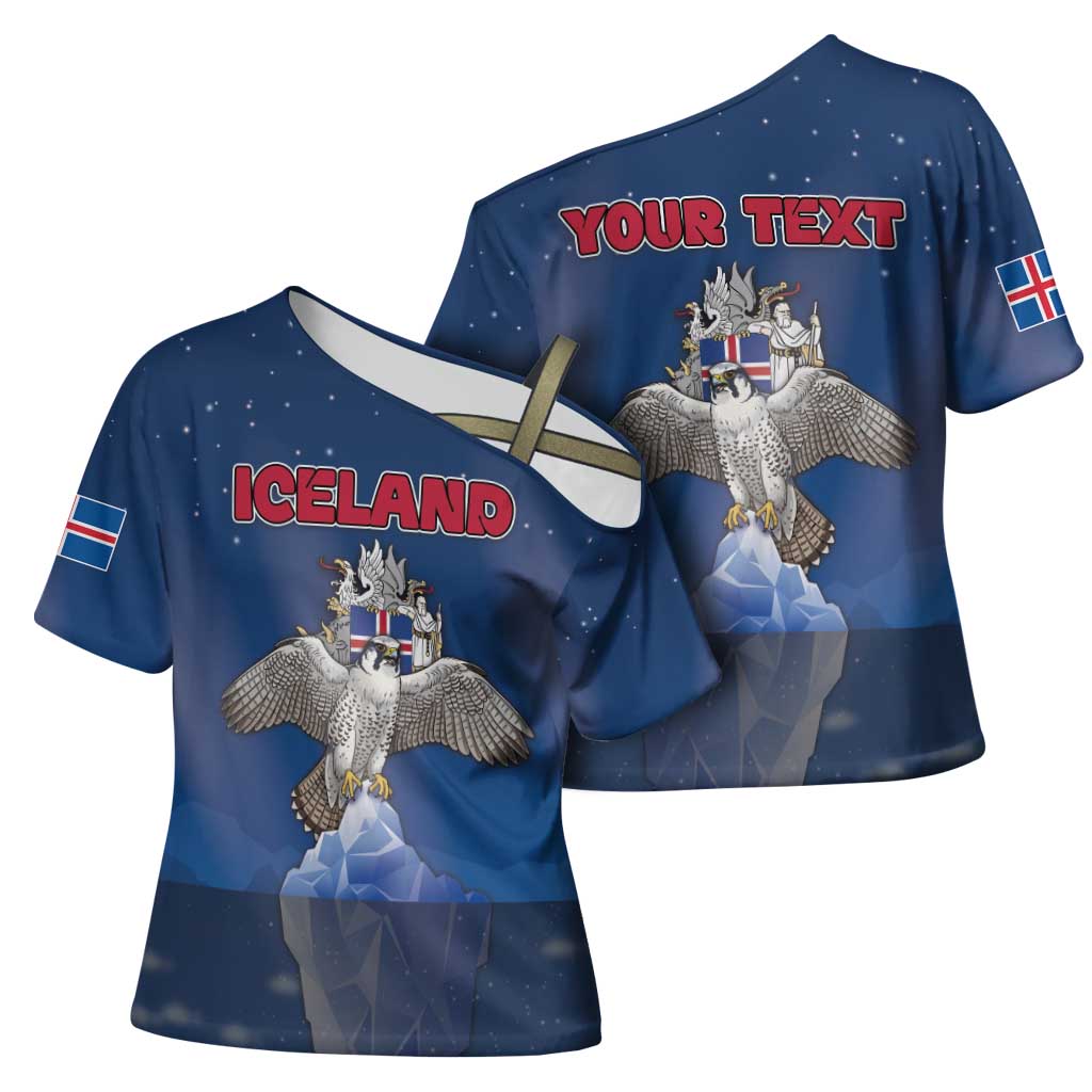 Personalized Iceland Cross Shoulder Shirt The Gyrfalcon With Symbol - Wonder Print Shop