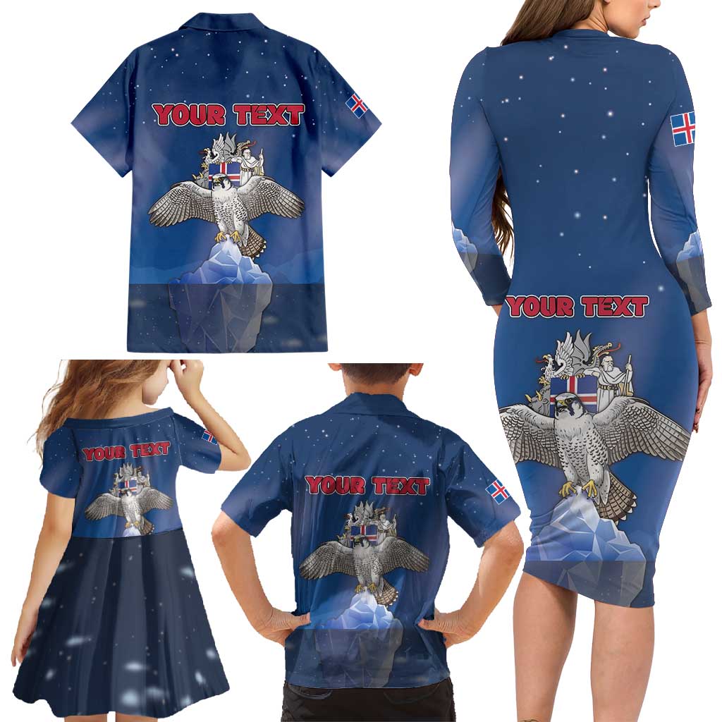 Personalized Iceland Family Matching Long Sleeve Bodycon Dress and Hawaiian Shirt The Gyrfalcon With Symbol - Wonder Print Shop