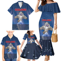 Personalized Iceland Family Matching Mermaid Dress and Hawaiian Shirt The Gyrfalcon With Symbol - Wonder Print Shop