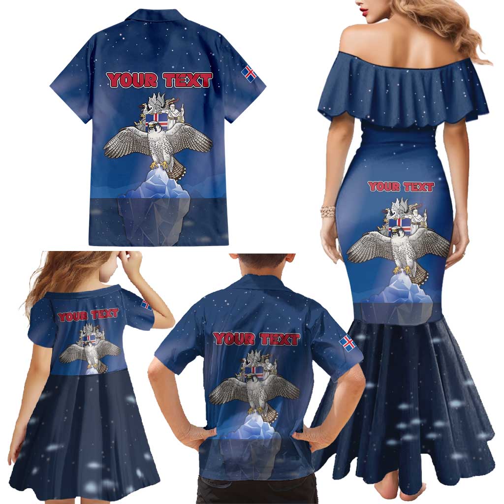 Personalized Iceland Family Matching Mermaid Dress and Hawaiian Shirt The Gyrfalcon With Symbol - Wonder Print Shop