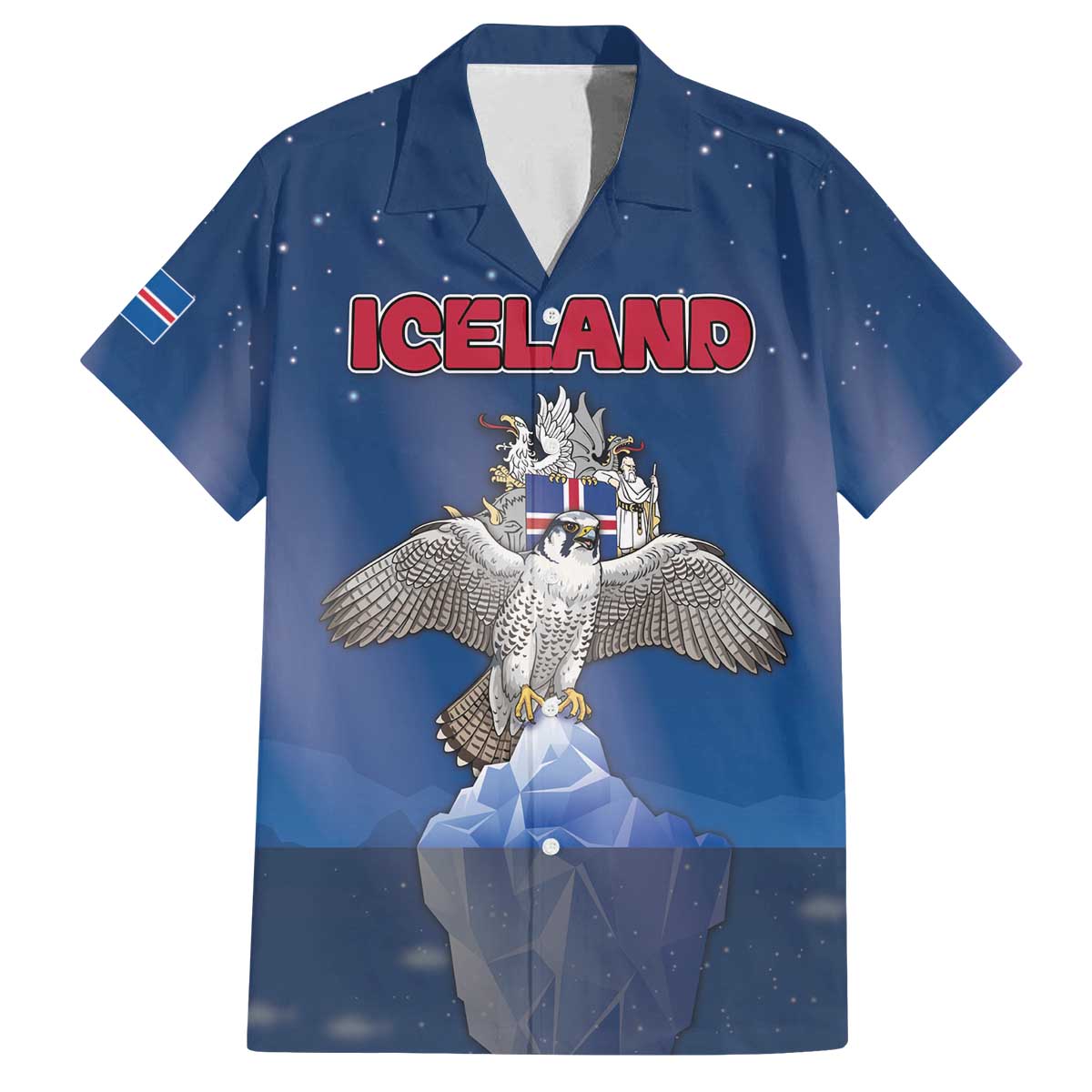 Personalized Iceland Family Matching Off The Shoulder Long Sleeve Dress and Hawaiian Shirt The Gyrfalcon With Symbol - Wonder Print Shop
