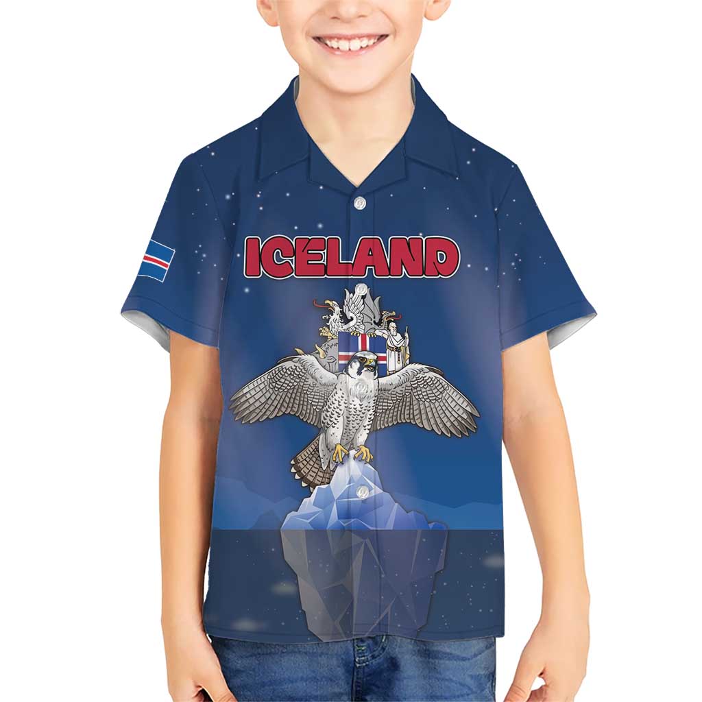 Personalized Iceland Kid Hawaiian Shirt The Gyrfalcon With Symbol - Wonder Print Shop