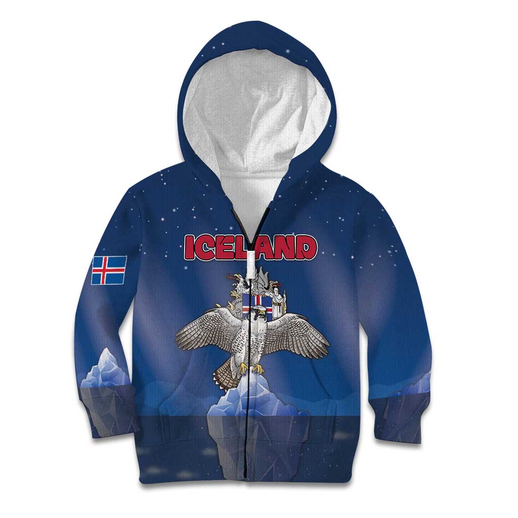 Personalized Iceland Kid Hoodie The Gyrfalcon With Symbol - Wonder Print Shop