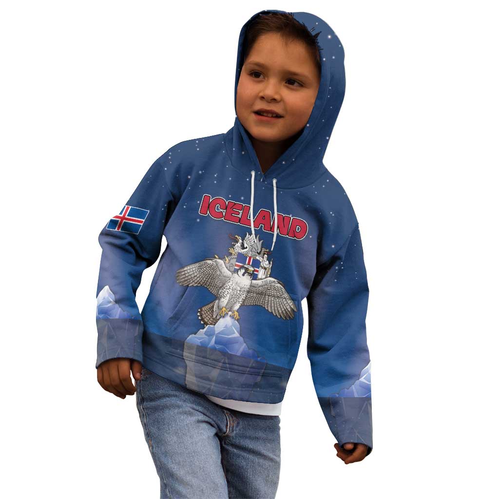 Personalized Iceland Kid Hoodie The Gyrfalcon With Symbol - Wonder Print Shop