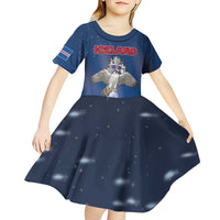 Personalized Iceland Kid Short Sleeve Dress The Gyrfalcon With Symbol - Wonder Print Shop