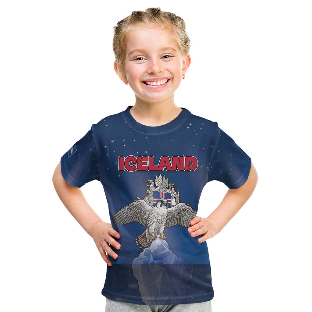 Personalized Iceland Kid T Shirt The Gyrfalcon With Symbol - Wonder Print Shop