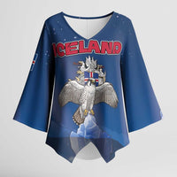 Personalized Iceland Kimono Sleeve Blouse The Gyrfalcon With Symbol - Wonder Print Shop