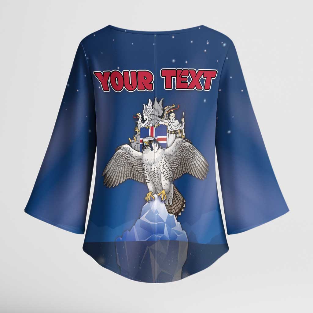 Personalized Iceland Kimono Sleeve Blouse The Gyrfalcon With Symbol - Wonder Print Shop
