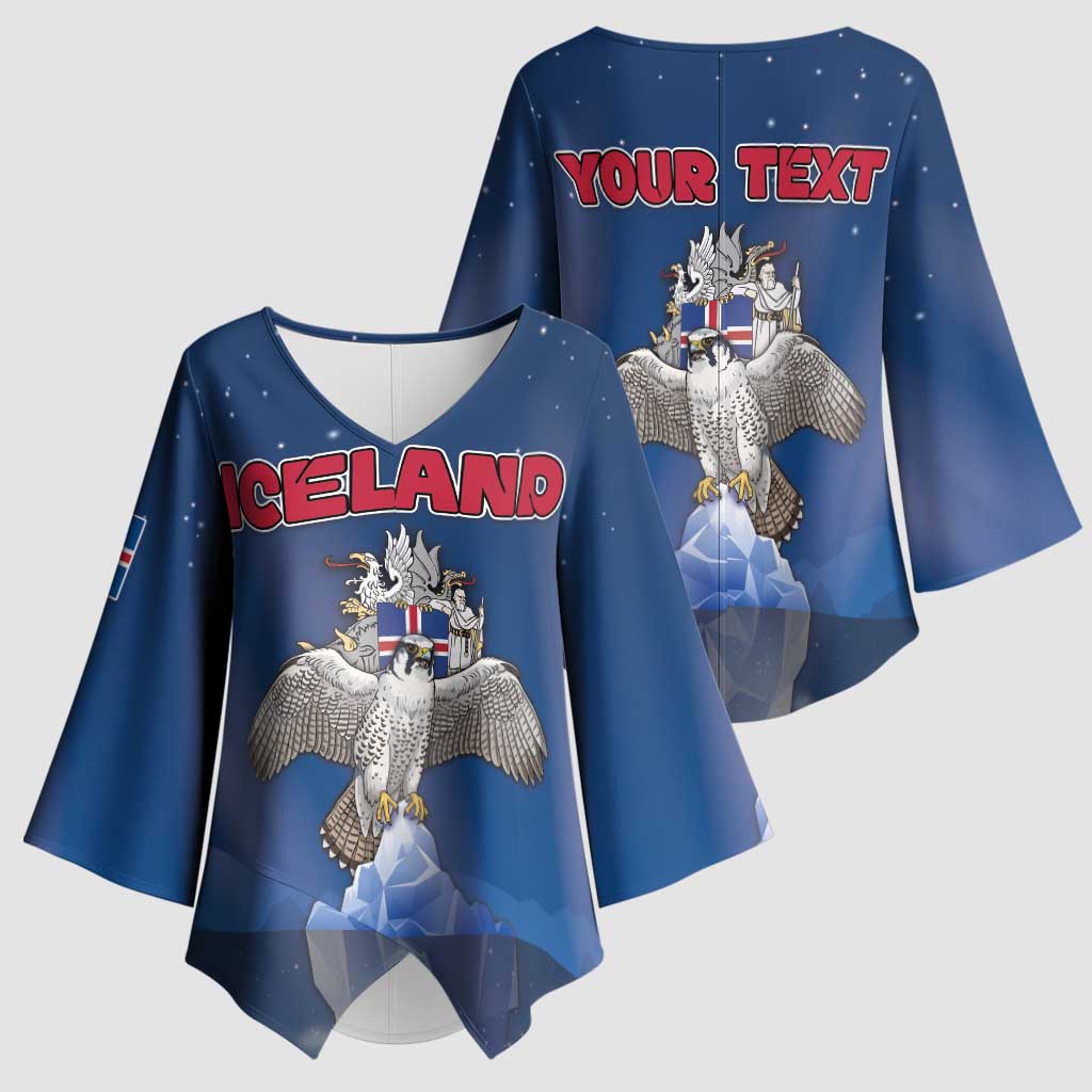 Personalized Iceland Kimono Sleeve Blouse The Gyrfalcon With Symbol - Wonder Print Shop