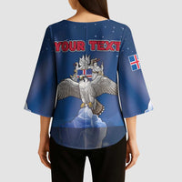 Personalized Iceland Kimono Sleeve Blouse The Gyrfalcon With Symbol - Wonder Print Shop