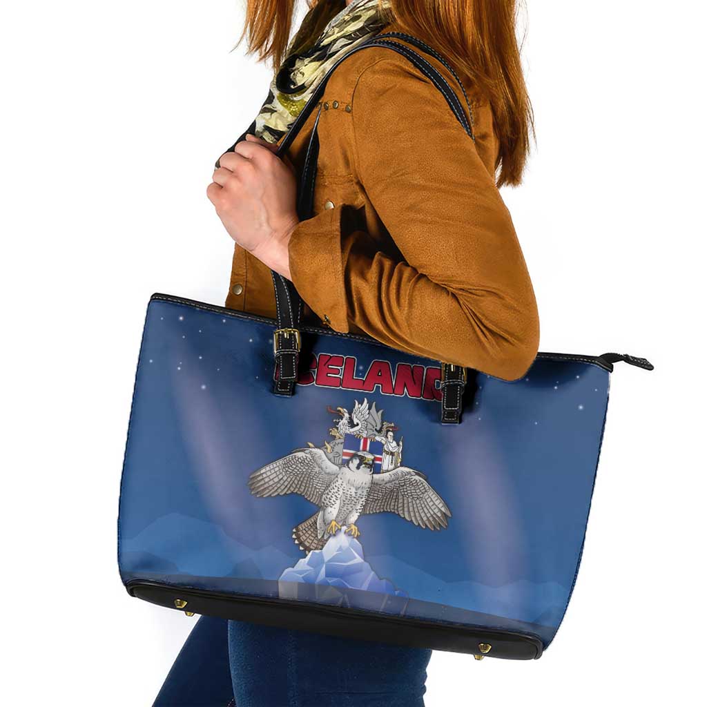 Iceland Leather Tote Bag The Gyrfalcon With Symbol - Wonder Print Shop