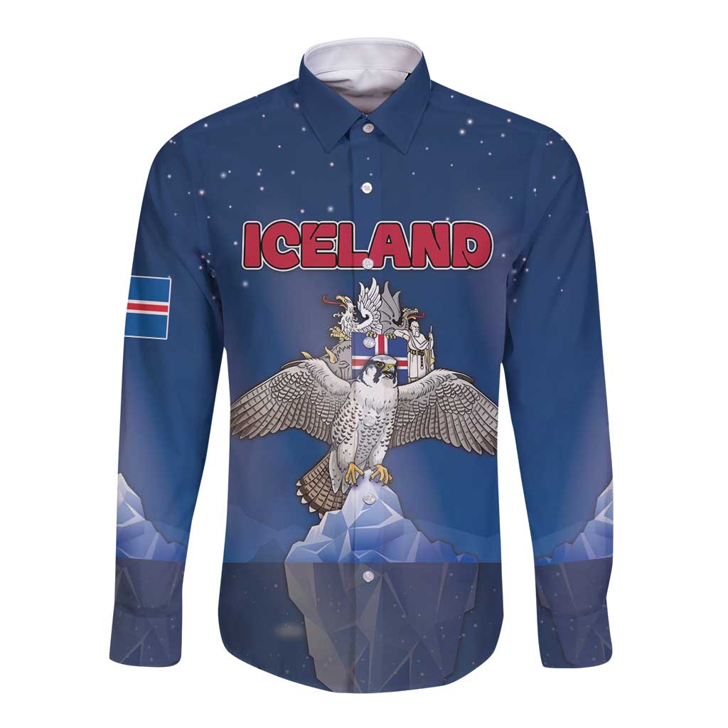 Personalized Iceland Long Sleeve Button Shirt The Gyrfalcon With Symbol - Wonder Print Shop