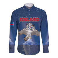 Personalized Iceland Long Sleeve Button Shirt The Gyrfalcon With Symbol - Wonder Print Shop