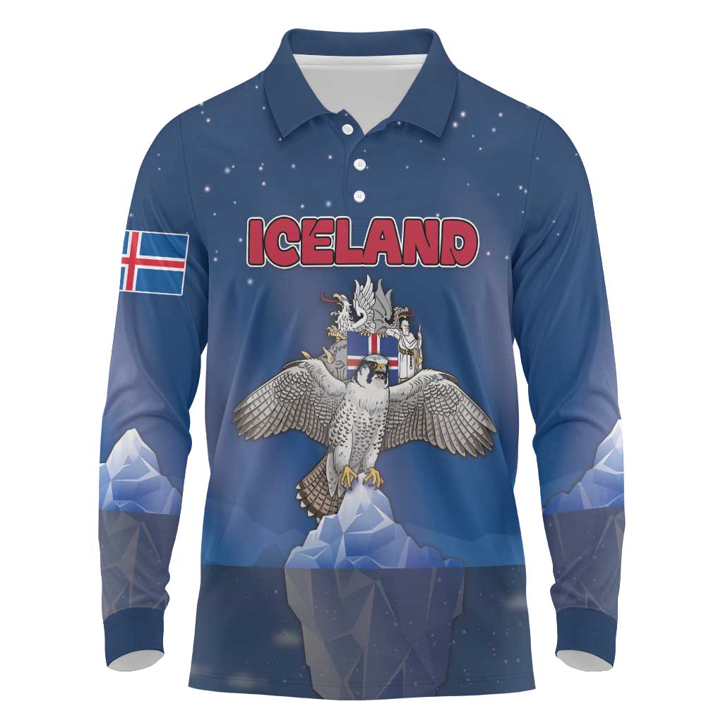Personalized Iceland Long Sleeve Polo Shirt The Gyrfalcon With Symbol - Wonder Print Shop