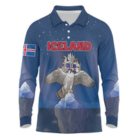 Personalized Iceland Long Sleeve Polo Shirt The Gyrfalcon With Symbol - Wonder Print Shop