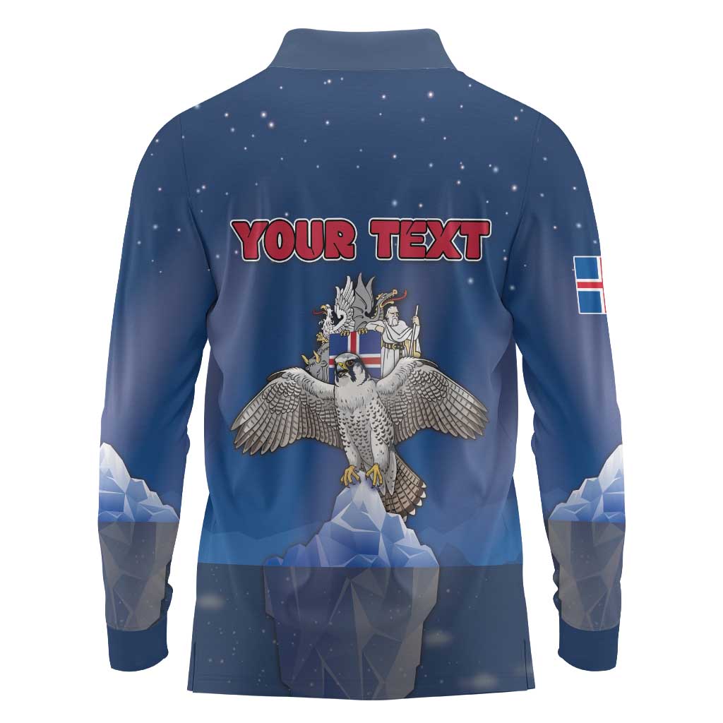 Personalized Iceland Long Sleeve Polo Shirt The Gyrfalcon With Symbol - Wonder Print Shop