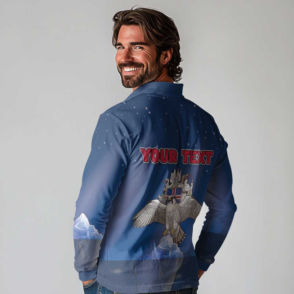 Personalized Iceland Long Sleeve Polo Shirt The Gyrfalcon With Symbol - Wonder Print Shop