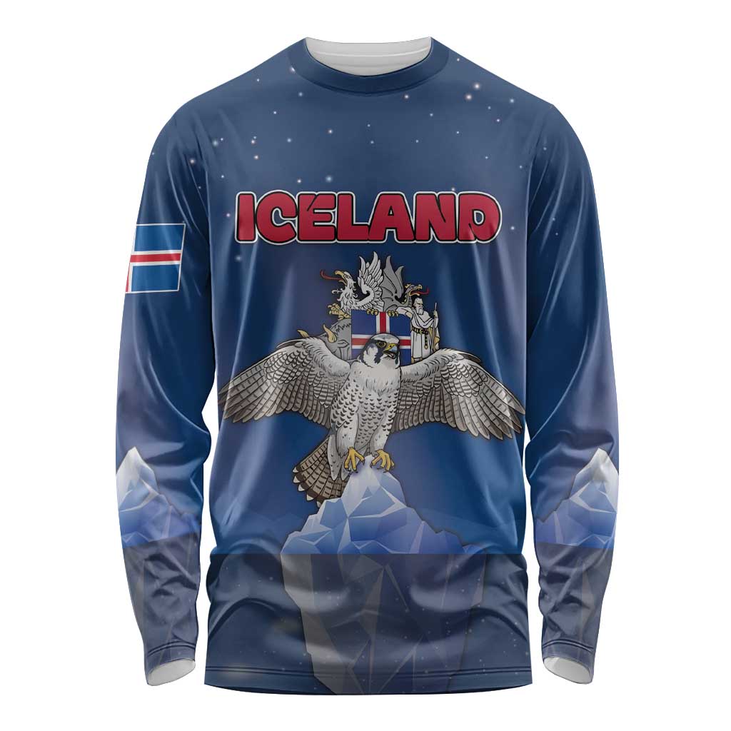 Personalized Iceland Long Sleeve Shirt The Gyrfalcon With Symbol - Wonder Print Shop