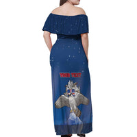 Personalized Iceland Off Shoulder Maxi Dress The Gyrfalcon With Symbol - Wonder Print Shop
