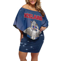 Personalized Iceland Off Shoulder Short Dress The Gyrfalcon With Symbol - Wonder Print Shop