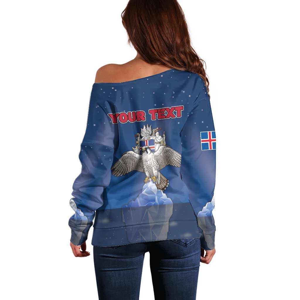 Personalized Iceland Off Shoulder Sweater The Gyrfalcon With Symbol - Wonder Print Shop