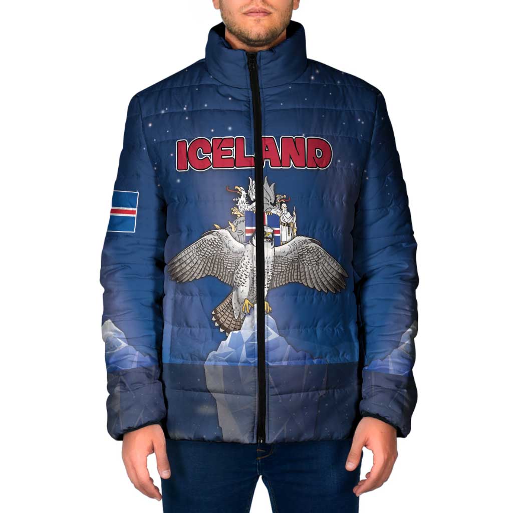 Personalized Iceland Padded Jacket The Gyrfalcon With Symbol - Wonder Print Shop