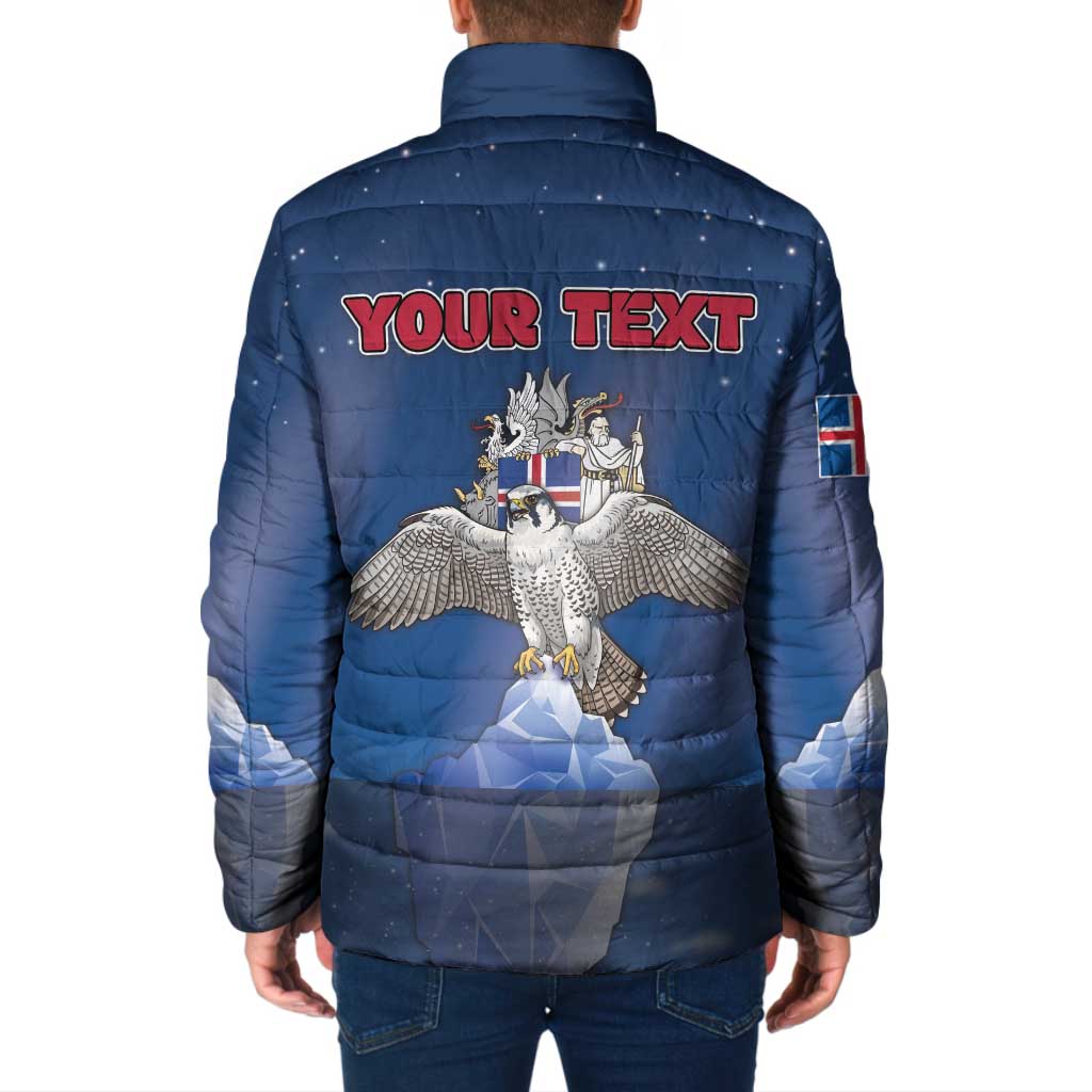 Personalized Iceland Padded Jacket The Gyrfalcon With Symbol - Wonder Print Shop