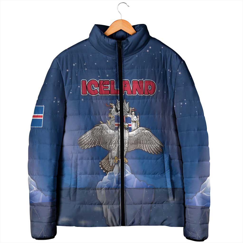 Personalized Iceland Padded Jacket The Gyrfalcon With Symbol - Wonder Print Shop