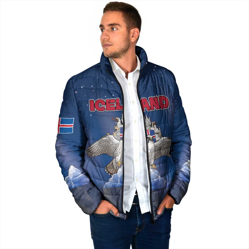 Personalized Iceland Padded Jacket The Gyrfalcon With Symbol - Wonder Print Shop