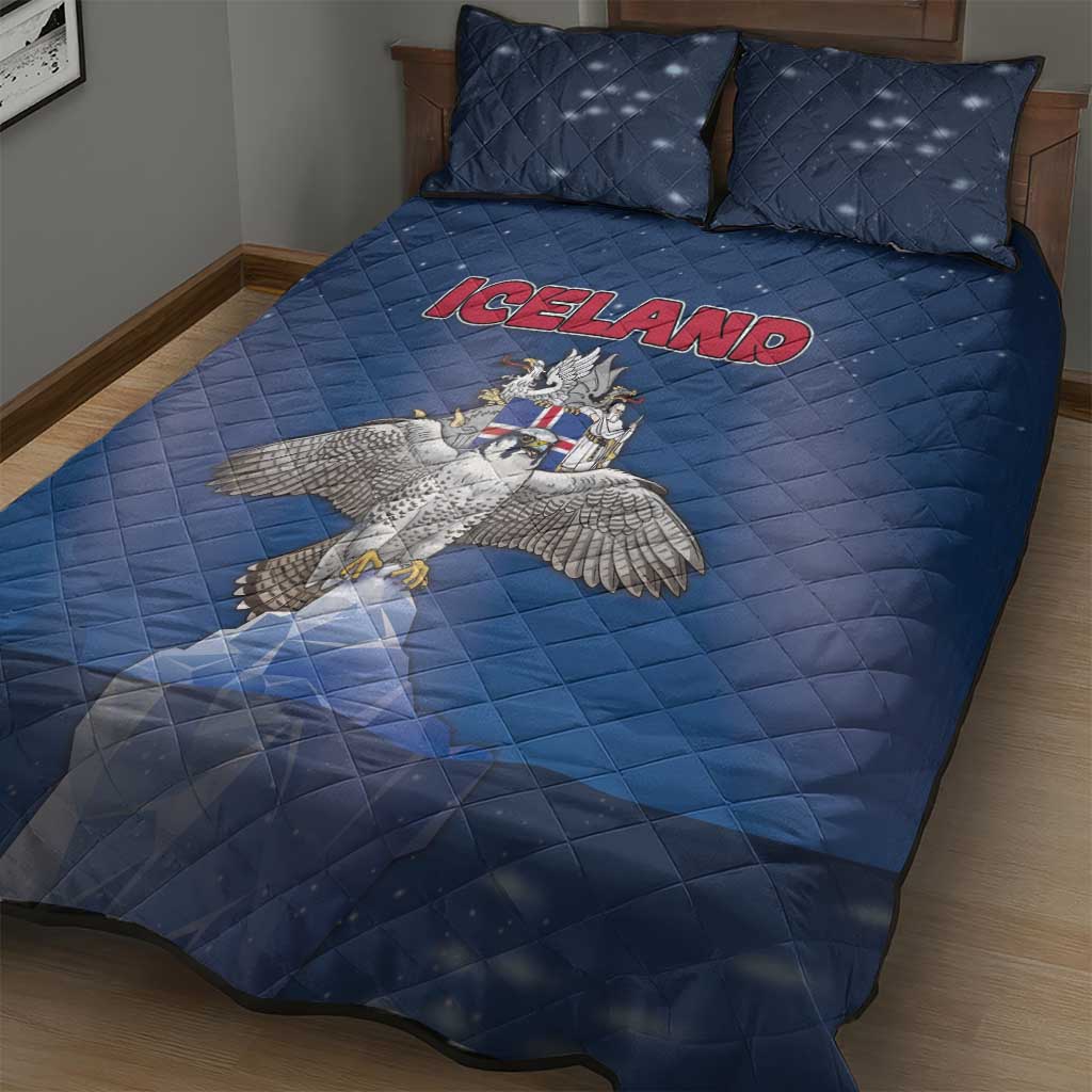 Iceland Quilt Bed Set The Gyrfalcon With Symbol - Wonder Print Shop
