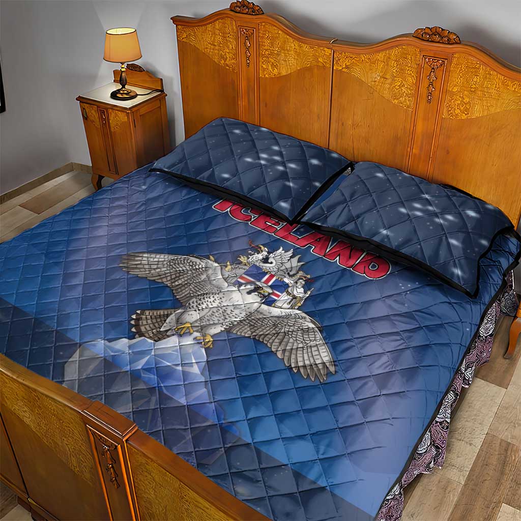 Iceland Quilt Bed Set The Gyrfalcon With Symbol - Wonder Print Shop