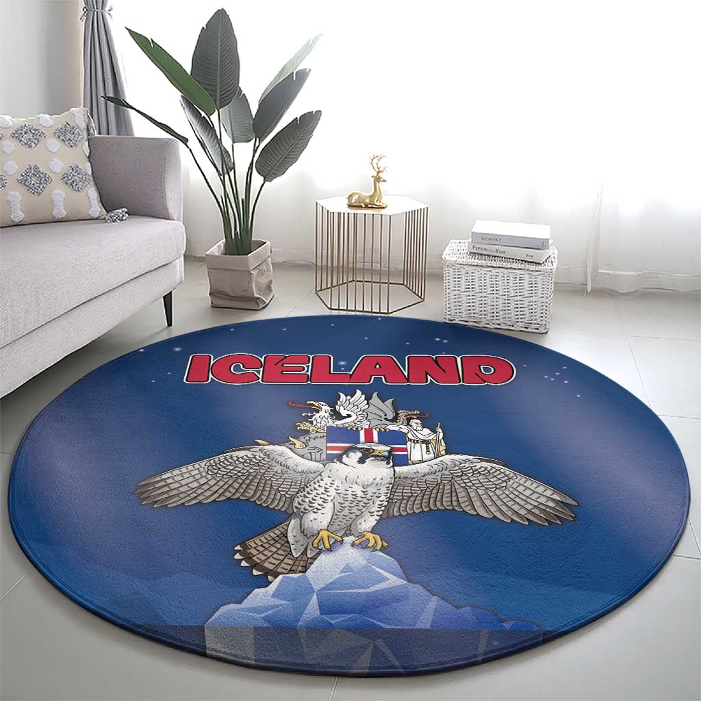 Iceland Round Carpet The Gyrfalcon With Symbol - Wonder Print Shop