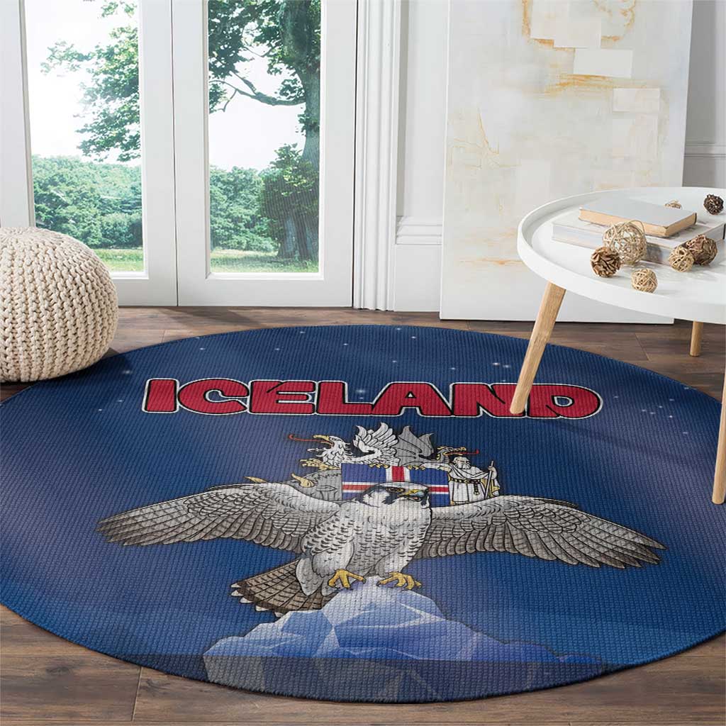 Iceland Round Carpet The Gyrfalcon With Symbol - Wonder Print Shop