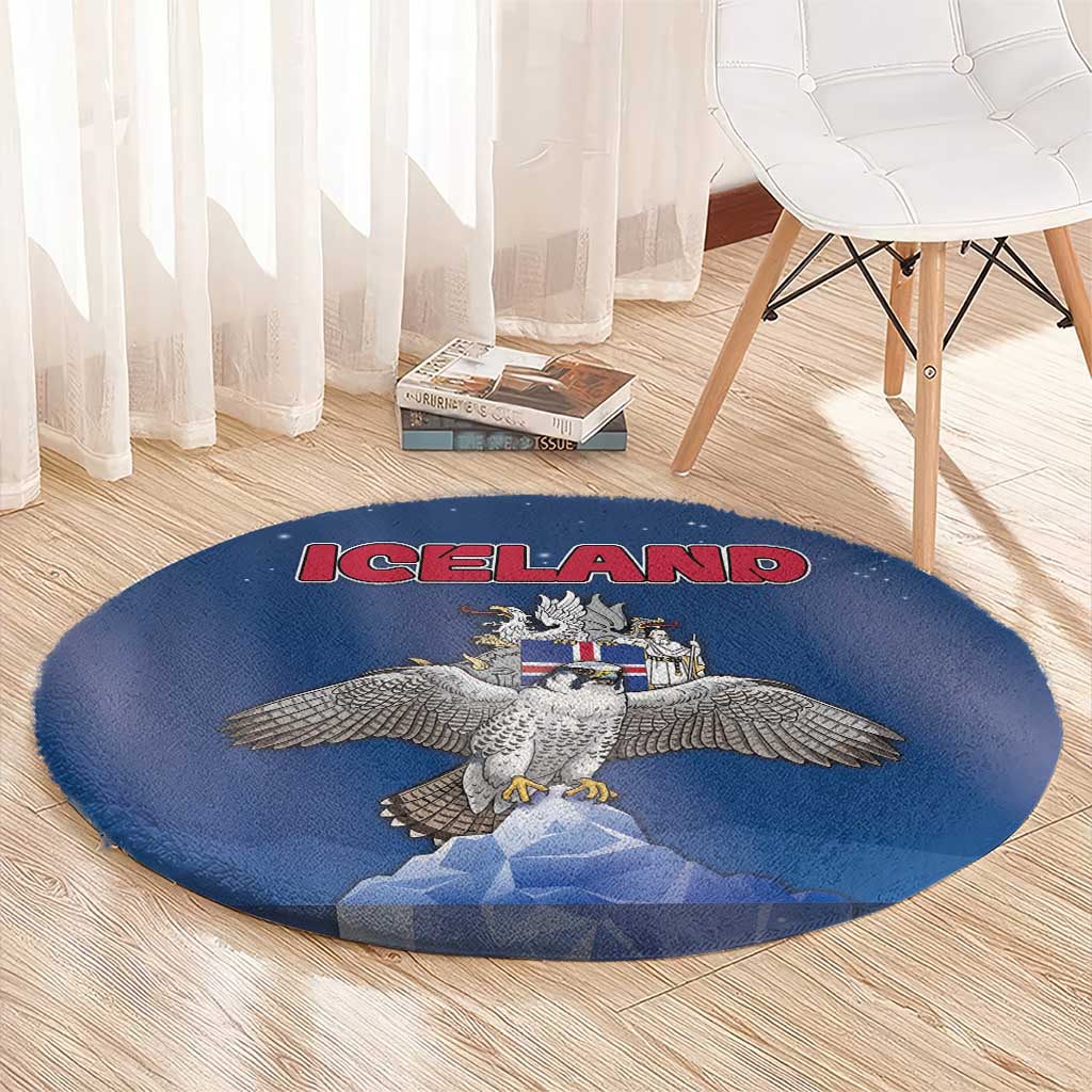 Iceland Round Carpet The Gyrfalcon With Symbol - Wonder Print Shop