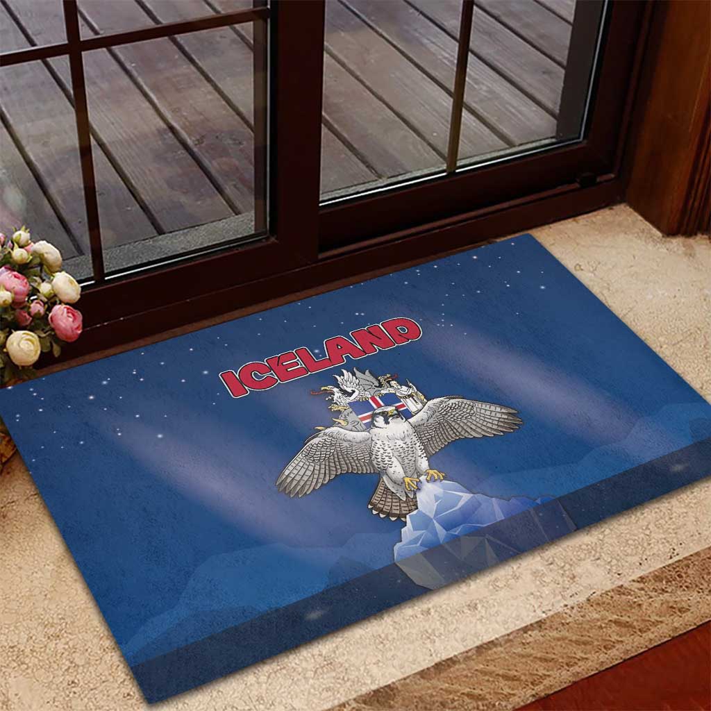 Iceland Rubber Doormat The Gyrfalcon With Symbol - Wonder Print Shop