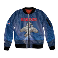 Personalized Iceland Sleeve Zip Bomber Jacket The Gyrfalcon With Symbol - Wonder Print Shop