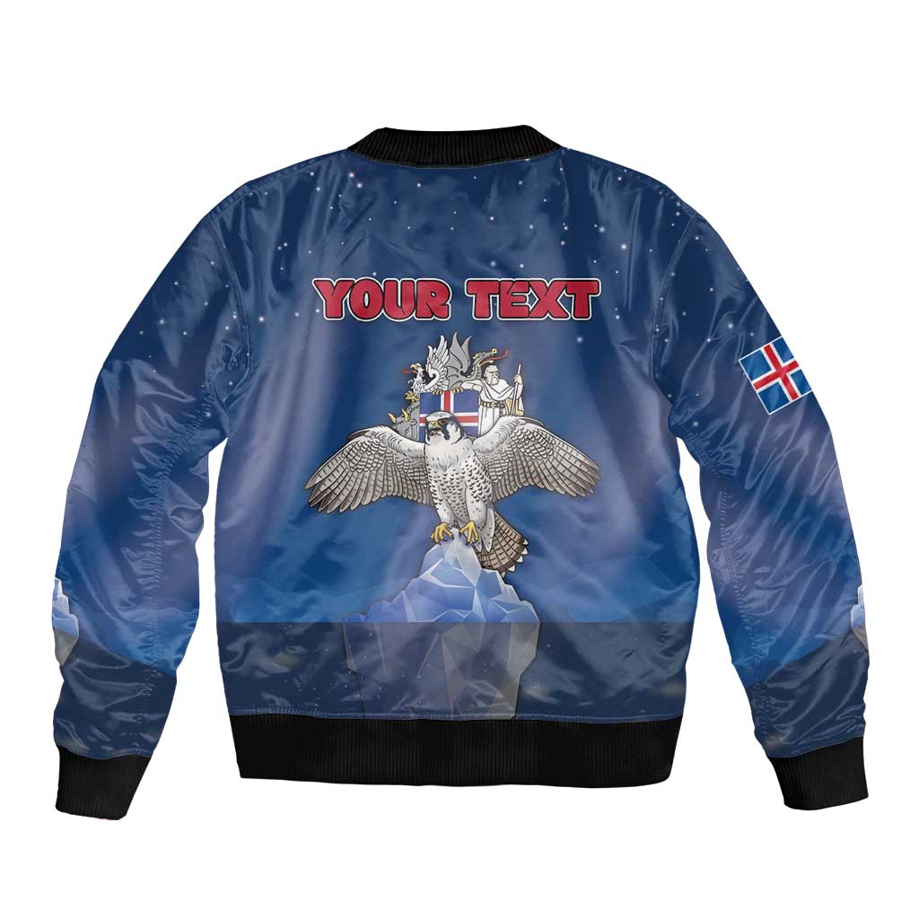 Personalized Iceland Sleeve Zip Bomber Jacket The Gyrfalcon With Symbol - Wonder Print Shop