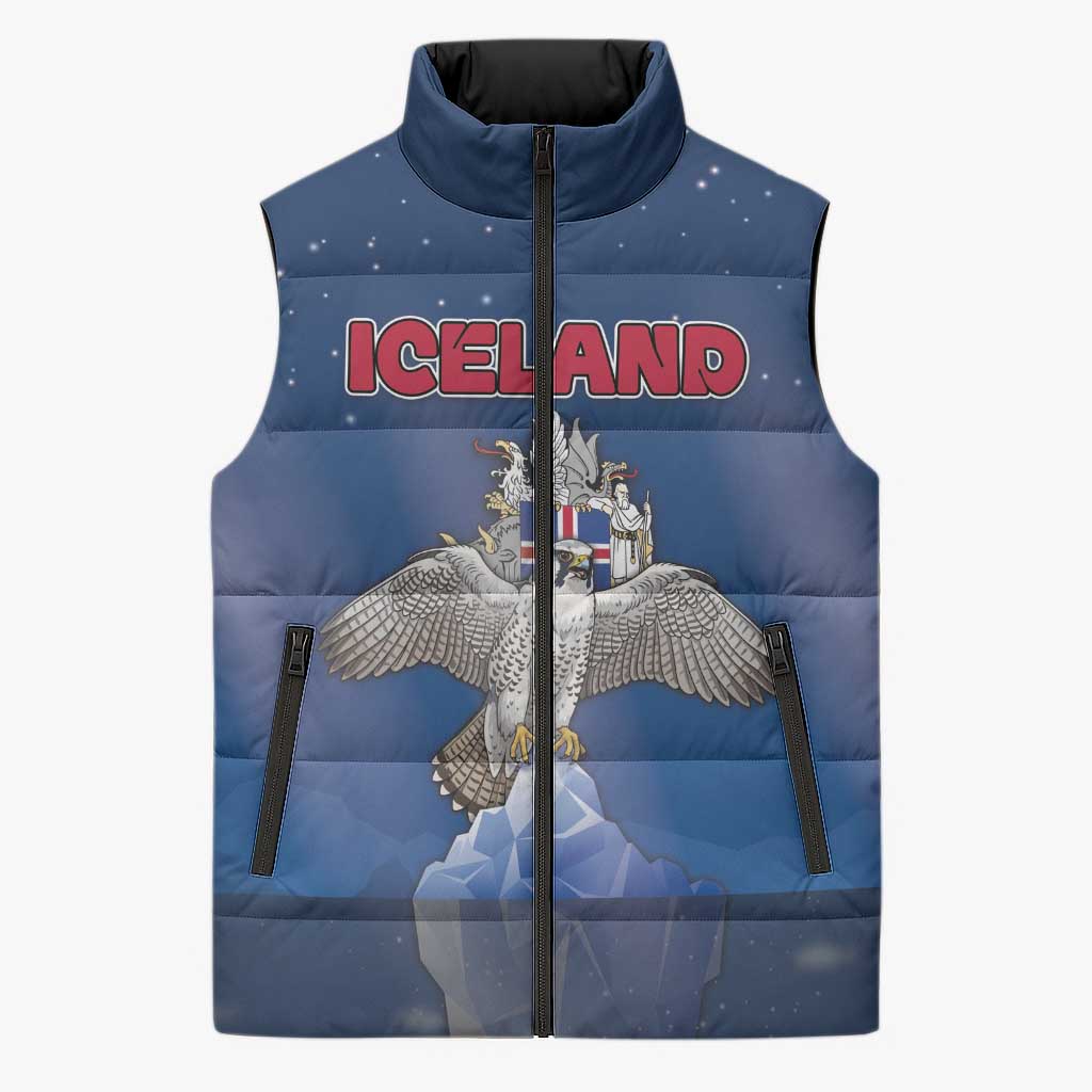 Personalized Iceland Sleeveless Puffer Jacket The Gyrfalcon With Symbol - Wonder Print Shop